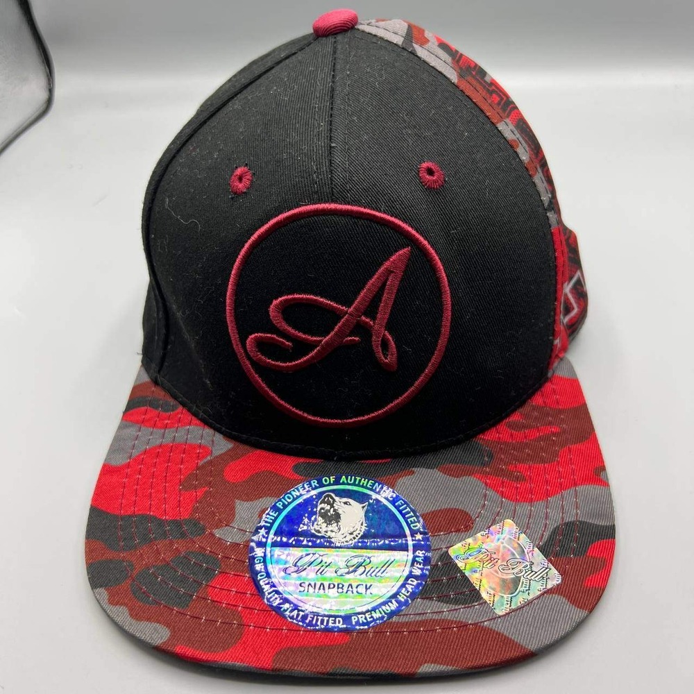 Atlanta Braves Hat Men Black Red Camo Embroidered‎ MLB Pit Bull Snap Back Cap